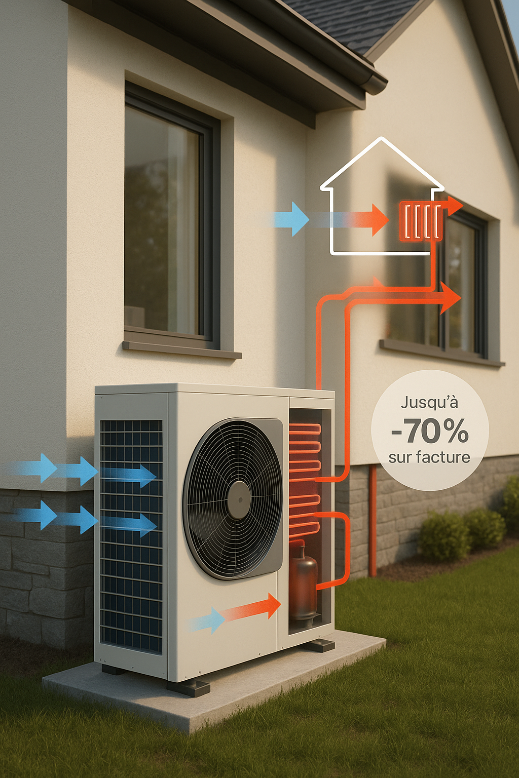 Installation pompe à chaleur - Jusqu'à 70% d'économies sur votre facture de chauffage